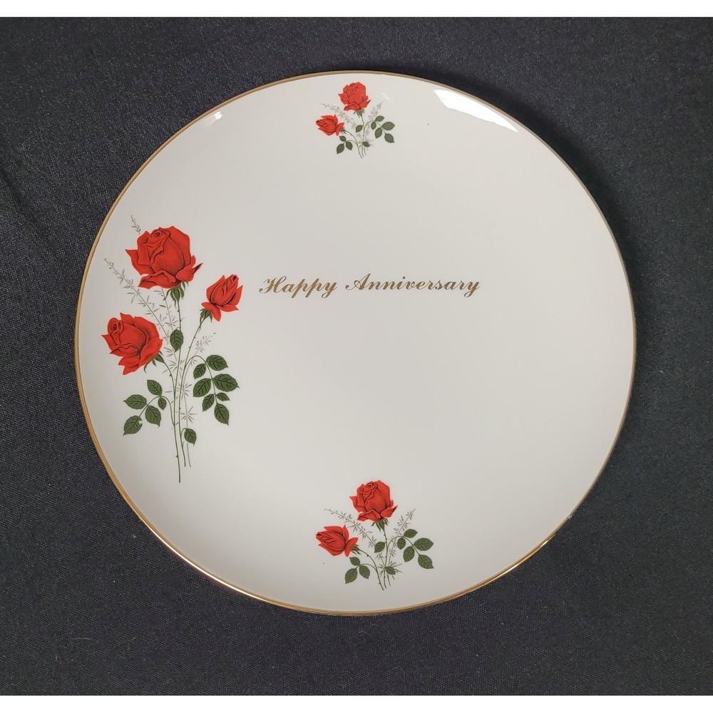 VTG 1970s Royal Ann Fine China Anniv. Plate Minneapolis MN Red Roses Gold Trim